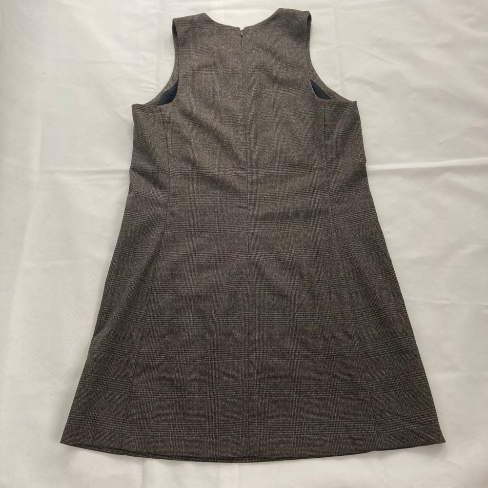 Banana Republic Sleeveless Shift Dress Jumper Size 12 Brown Glen Plaid Flannel